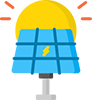 solar panels with sun icon