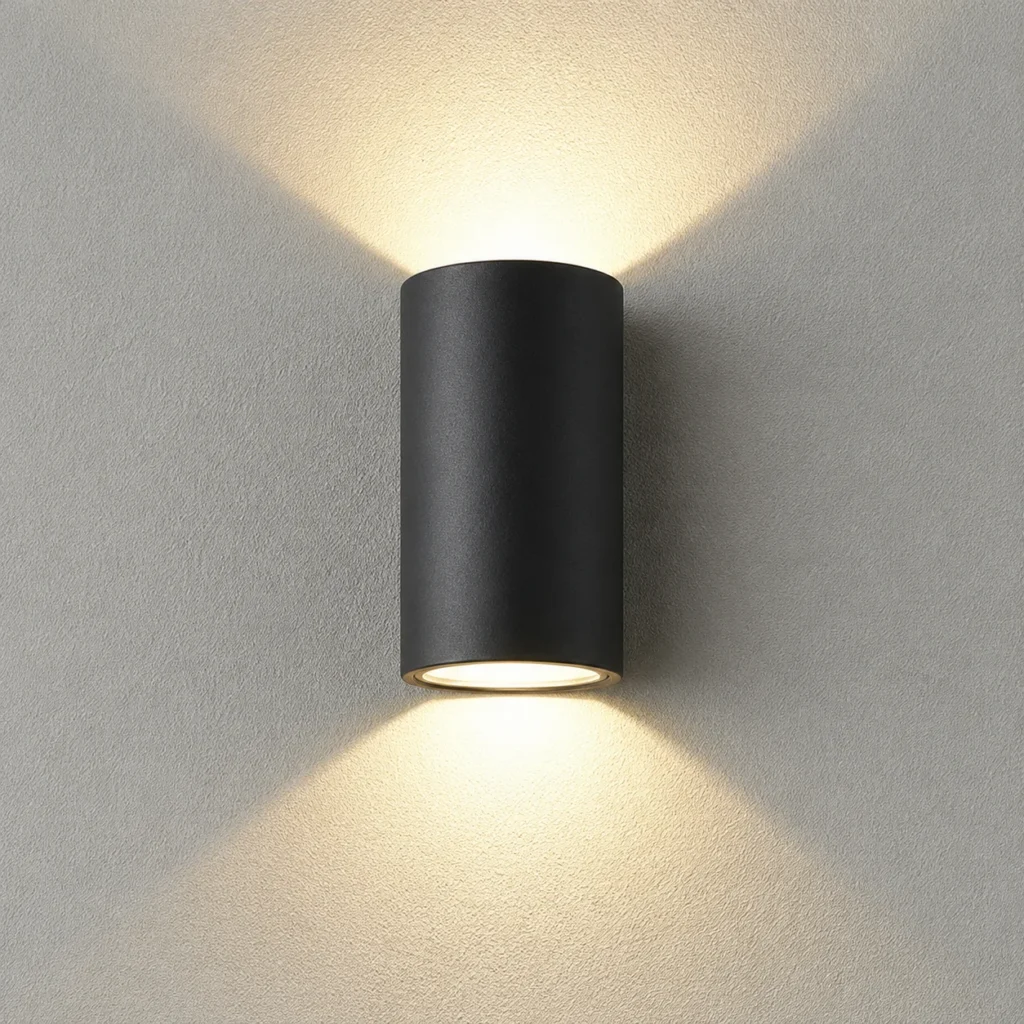 Modern outdoor wall light showcasing types of outdoor lighting installations.