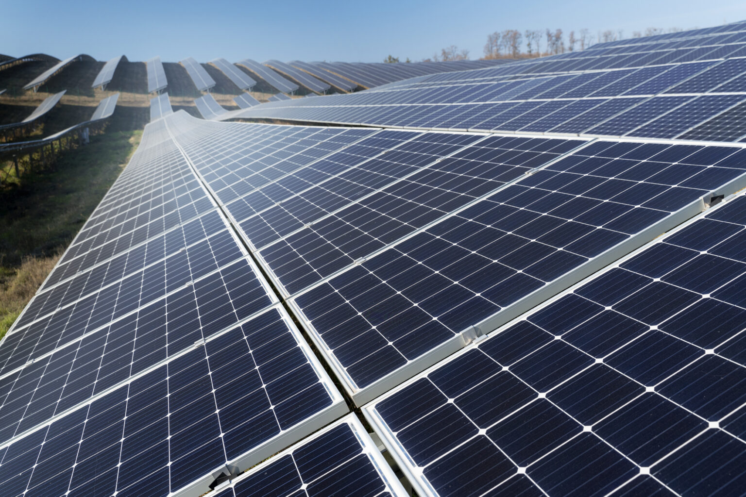 Close up of advanced solar PV cells in a modern panel