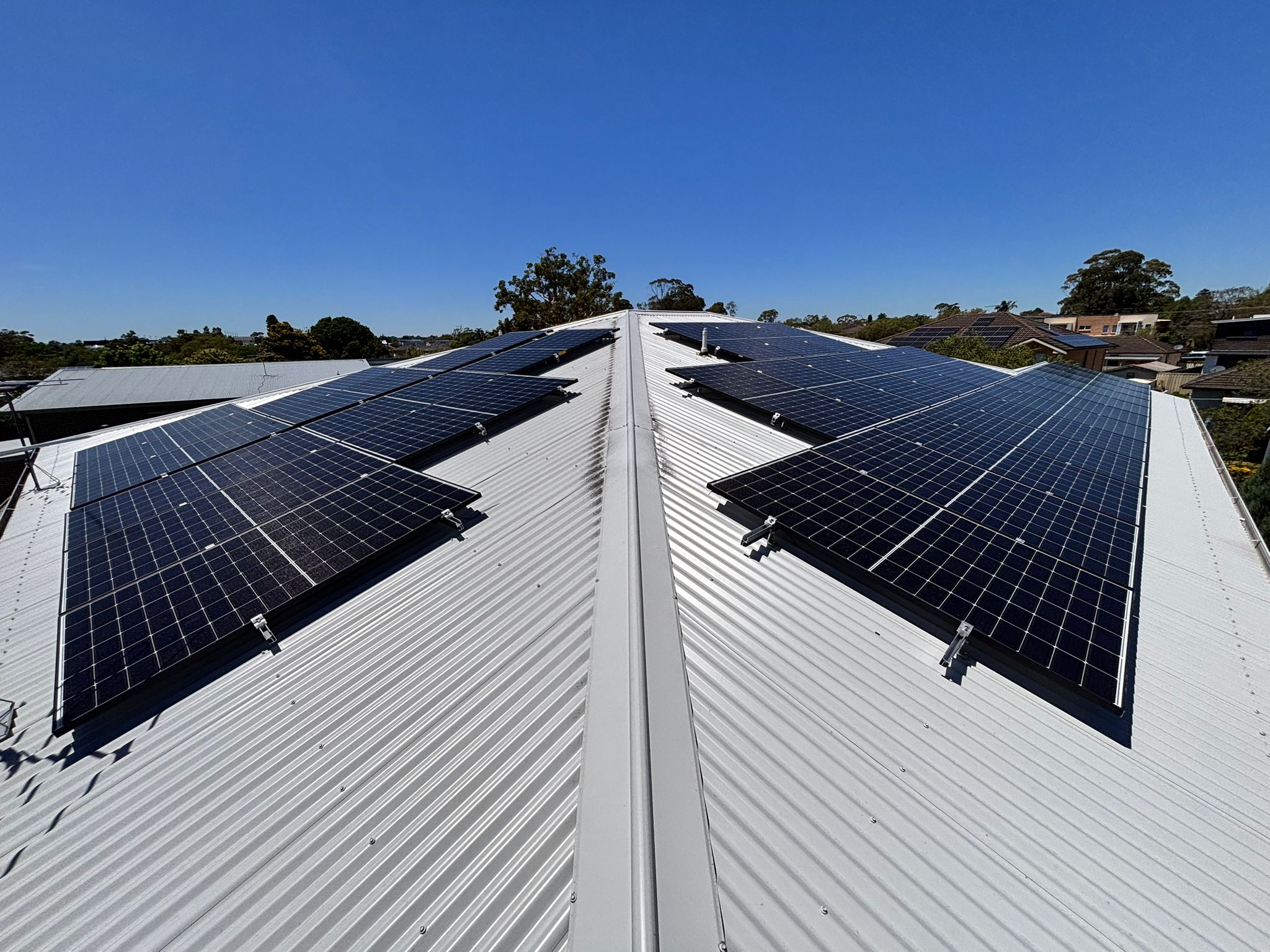 Solar panels placed on tin roof in Sydney, NSW