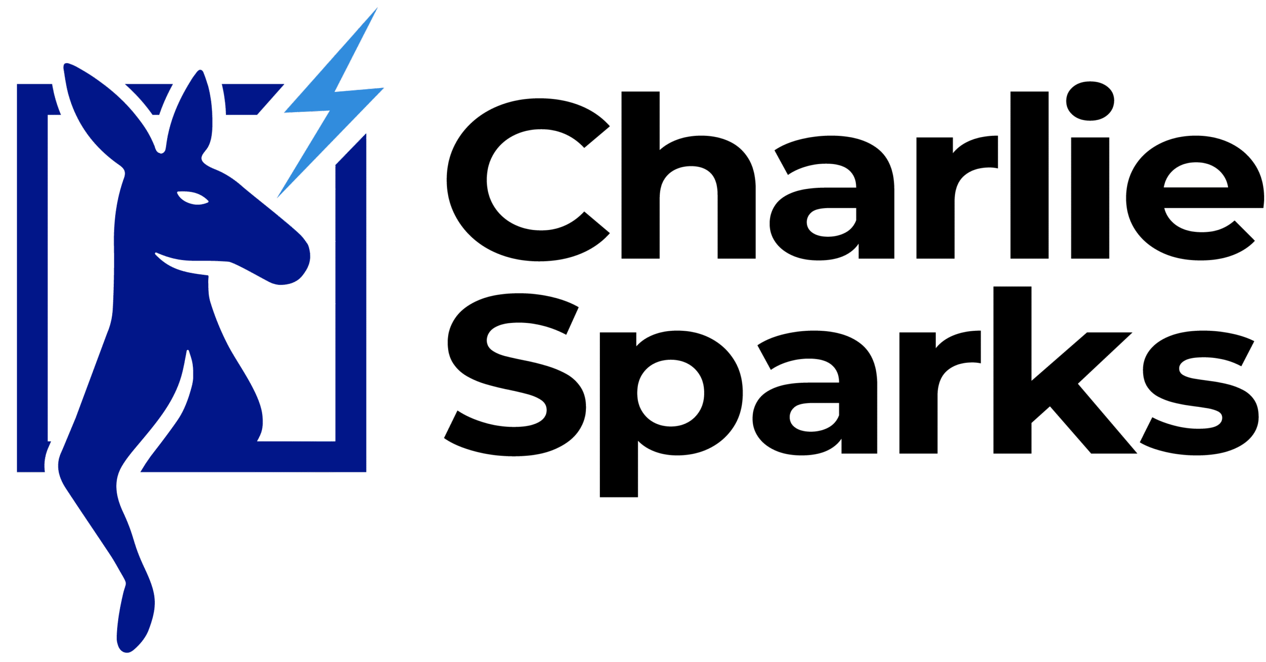 Charlie Sparks logo featuring a kangaroo and lightning symbol for solar installer Sydney.