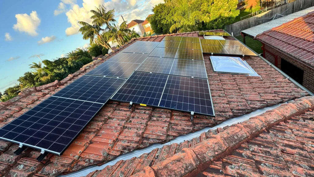 Solar panels installed on a rooftop in Sydney, showcasing renewable energy solutions.